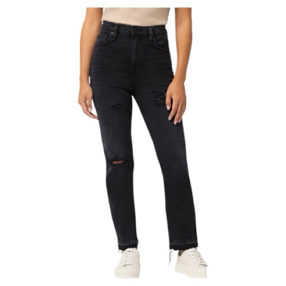 HUDSON Jeans Harlow Ultra High-Rise Cigarette Petite l Black Distressed